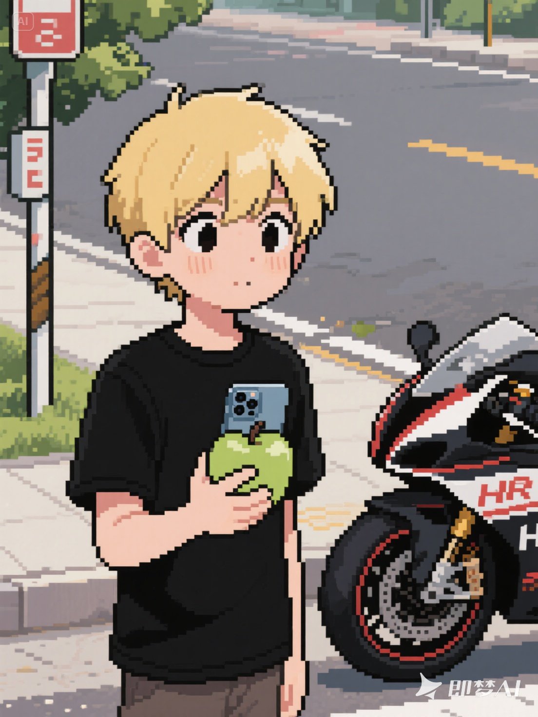 像素风格插画，日式漫画脸-即梦AI绘图