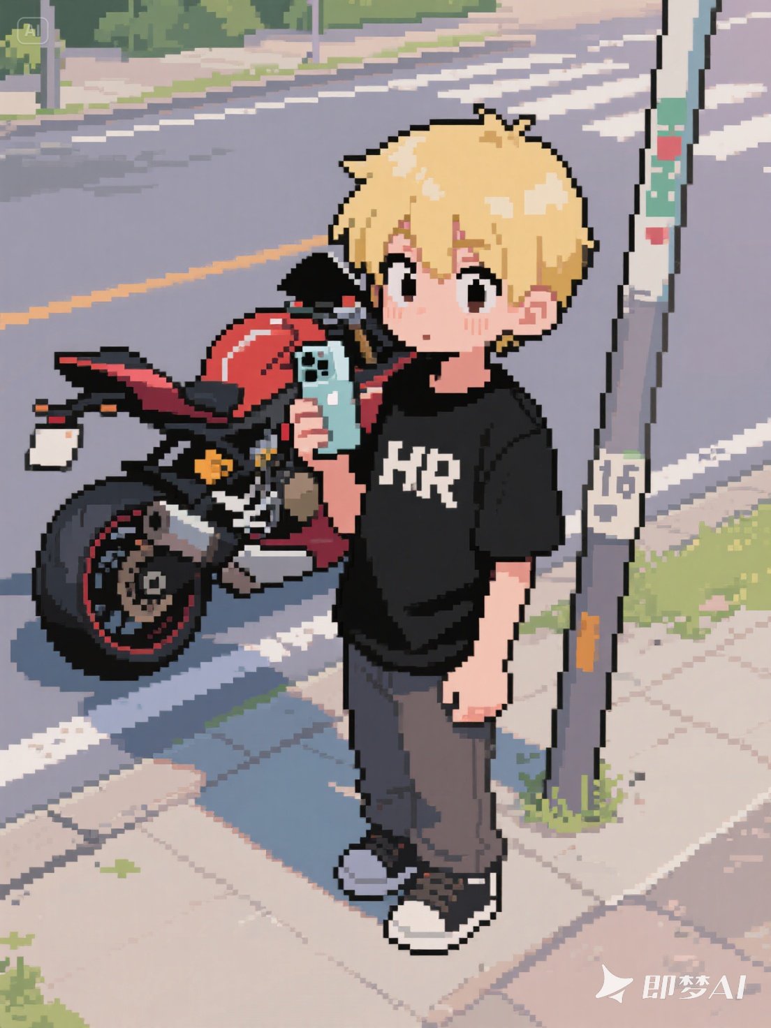 像素风格插画，日式漫画脸-即梦AI绘图