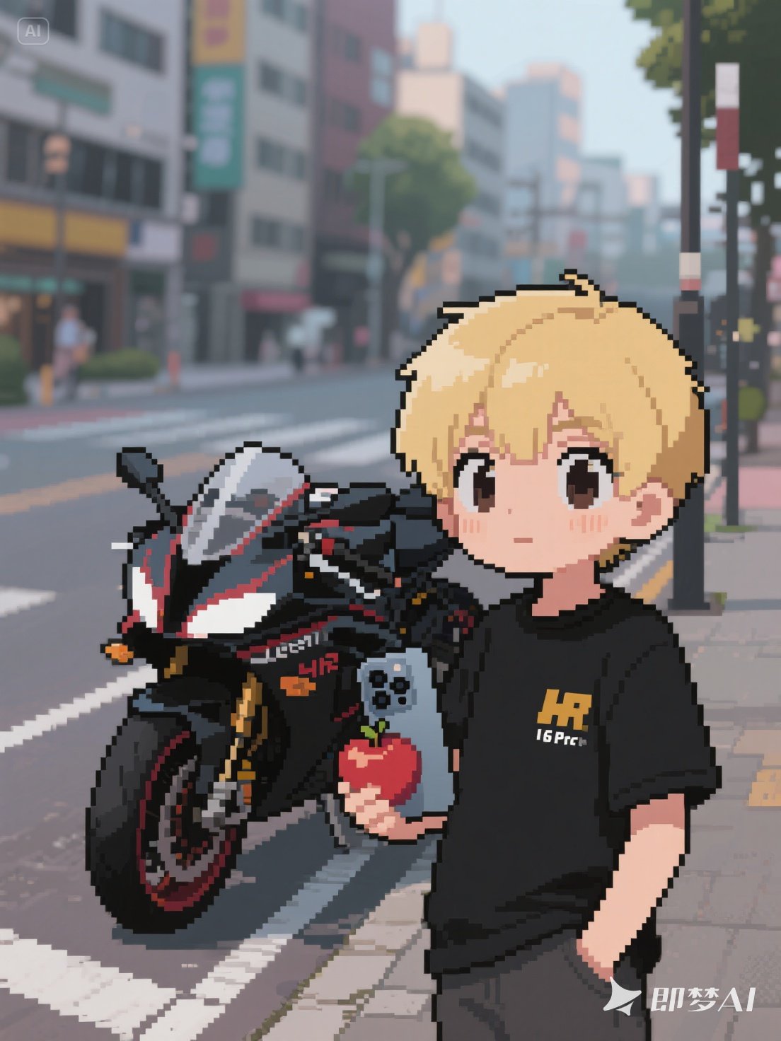 像素风格插画，日式漫画脸-即梦AI绘图
