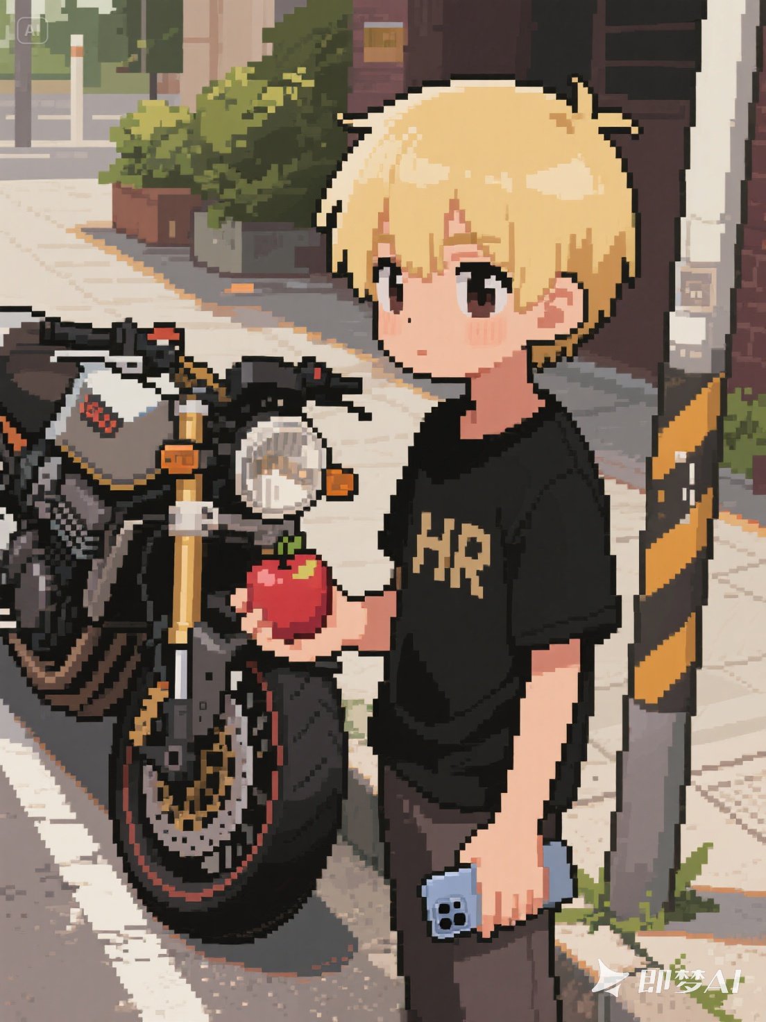 像素风格插画,日式漫画脸-即梦AI绘图