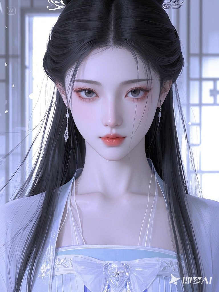 新三维古风,长发,容貌美艳形象——即梦AI