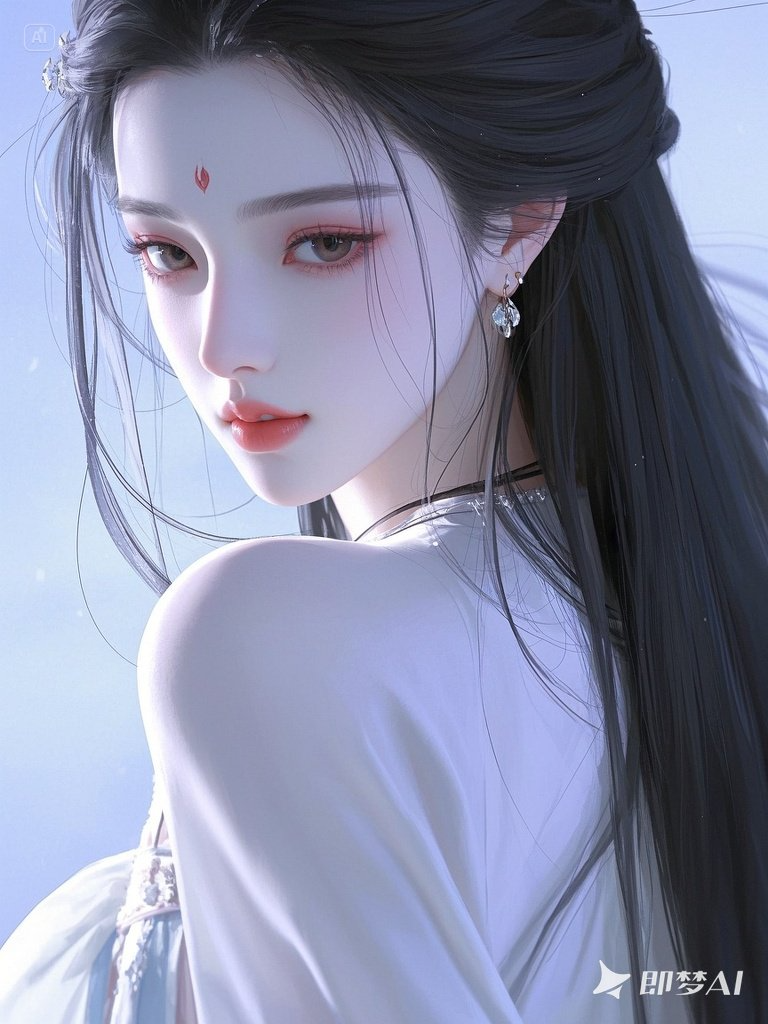 新三维古风,长发,容貌美艳形象——即梦AI