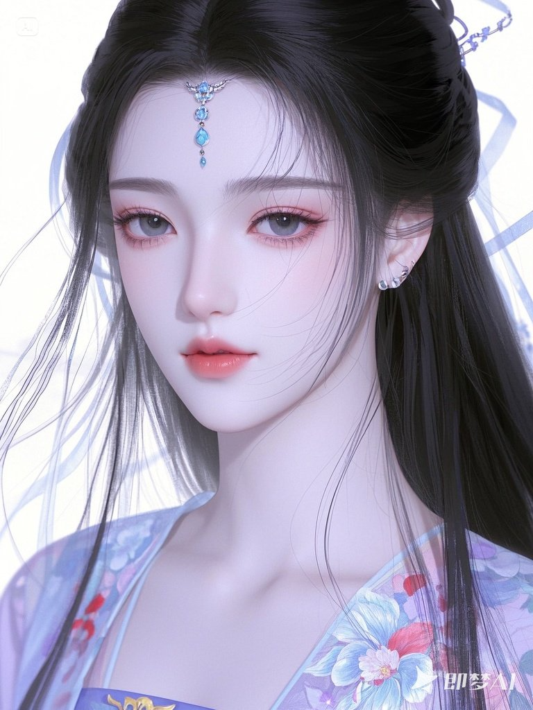 新三维古风,长发,容貌美艳形象——即梦AI