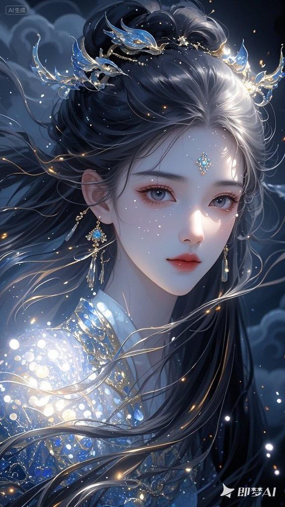 即梦AI绘图-一位仙女,绝美,脸部特写,高光