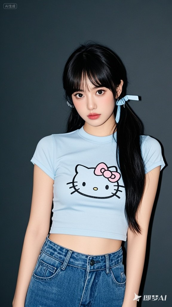 即梦AI绘图-年轻女子,黑色头发扎成马尾