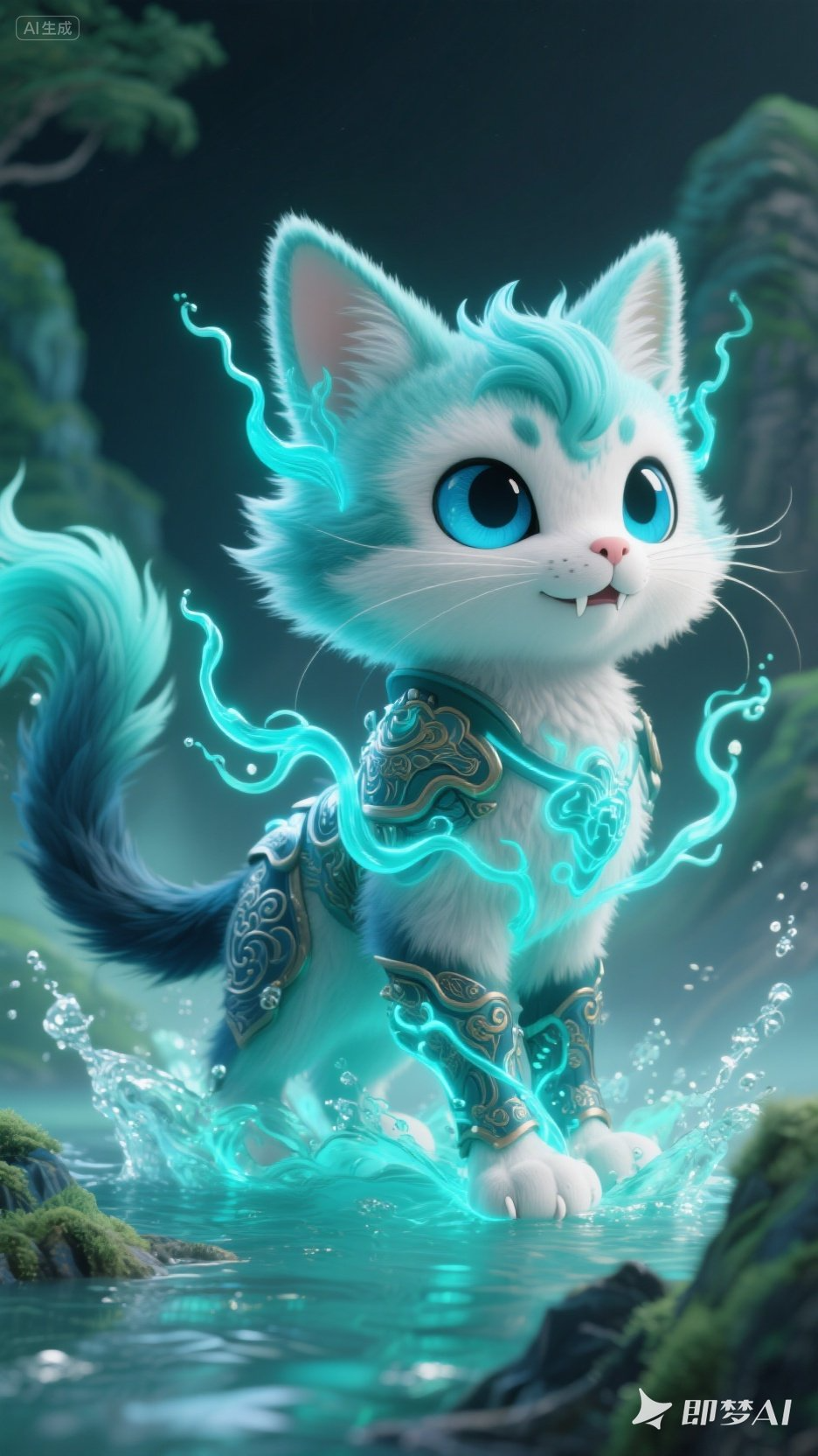 即梦AI绘画-神兽有妖狐,猫和狐的结合体